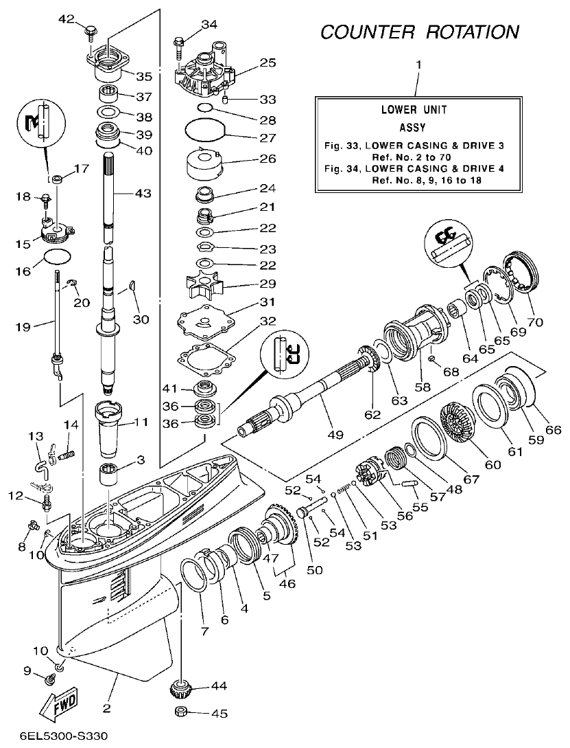 Yamaha F130AET, FL130AET LOWER CASING & DRIVE 3 parts diagram